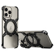 For iPhone 16 Pro Mechanical Gear MagSafe Holder Borderless Metal Phone Case(Black) - iPhone 16 Pro Cases by PMC TechLife | Online Shopping South Africa | PMC TechLife | Buy Now Pay Later Mobicred