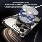 For iPhone 16 Pro Mechanical Gear MagSafe Holder Borderless Metal Phone Case(Black)
