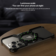 For iPhone 16 Pro Max Mechanical Gear MagSafe Holder Borderless Metal Phone Case(Black)