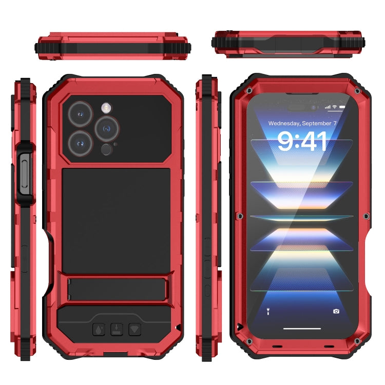For iPhone 16 Pro Max R-JUST Life Water-resistant Dustproof Shockproof Holder Phone Case(Red)