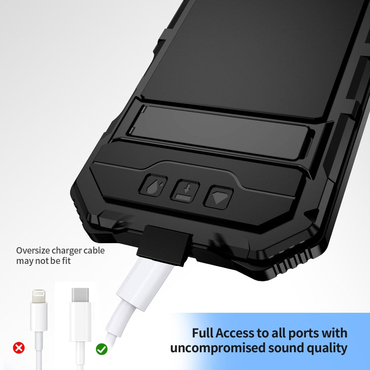For iPhone 16 Plus R-JUST Life Water-resistant Dustproof Shockproof Holder Phone Case(Black)