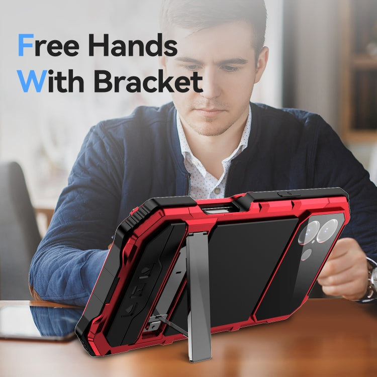 For iPhone 16 Plus R-JUST Life Water-resistant Dustproof Shockproof Holder Phone Case(Red)