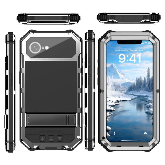 For iPhone 16e R-JUST Life Water-resistant Dustproof Shockproof Holder Phone Case(Silver)