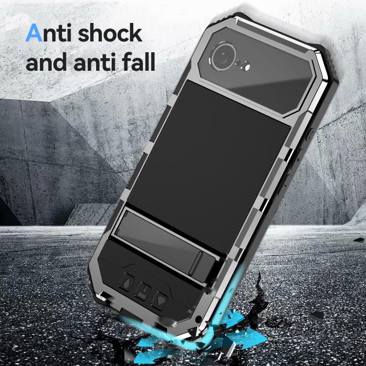 For iPhone 16e R-JUST Life Water-resistant Dustproof Shockproof Holder Phone Case(Silver)