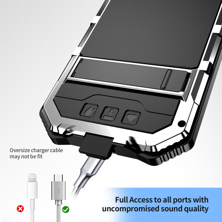 For iPhone 16e R-JUST Life Water-resistant Dustproof Shockproof Holder Phone Case(Silver)