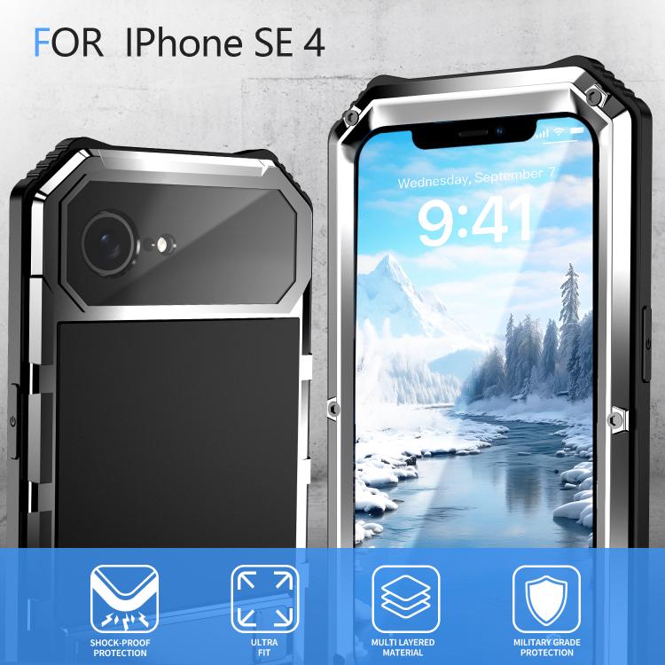 For iPhone 16e R-JUST Life Water-resistant Dustproof Shockproof Holder Phone Case(Silver)