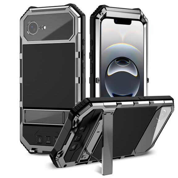 For iPhone 16e R-JUST Life Water-resistant Dustproof Shockproof Holder Phone Case(Silver)
