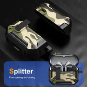 For Samsung Galaxy Buds3 / 3 Pro Camouflage Earphone Protective Case with Switch & Hook(Light Grey)