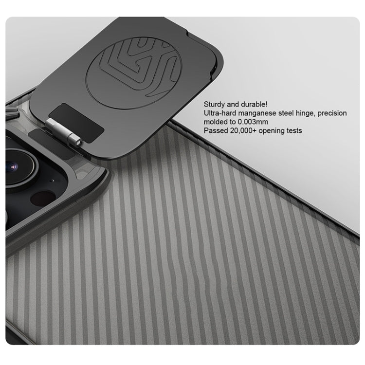 For iPhone 16 Pro Max NILLKIN CamShield Prop Translucent PC Phone Case(Black)