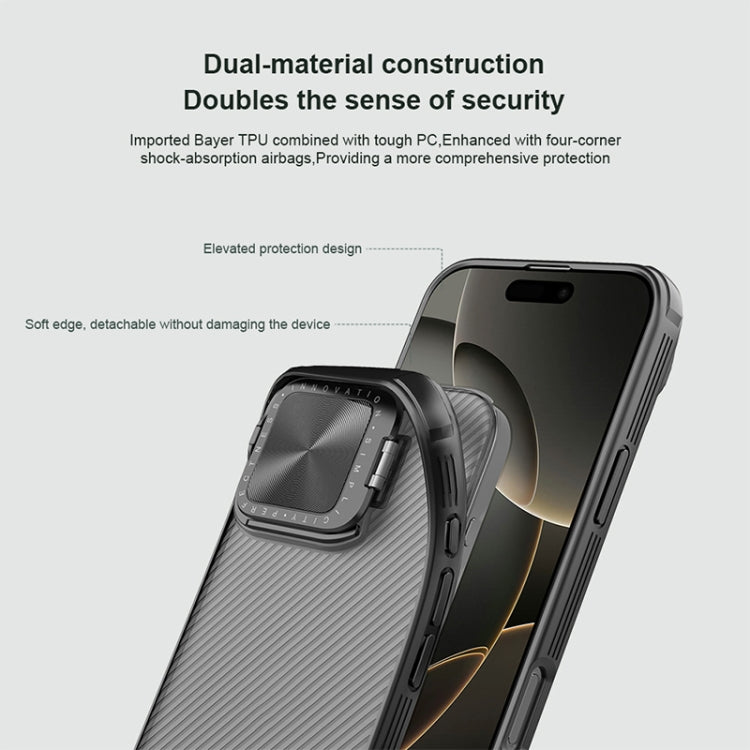 For iPhone 16 Pro NILLKIN CamShield Prop Translucent PC Phone Case(Black)