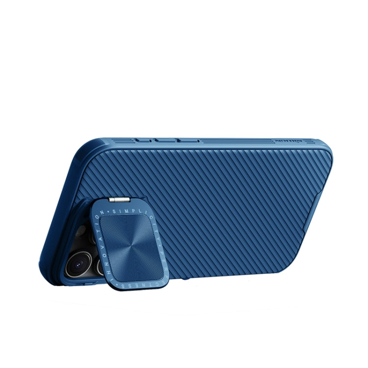 For iPhone 16 Pro NILLKIN Black Mirror Prop CD Texture Mirror Phone Case(Blue)