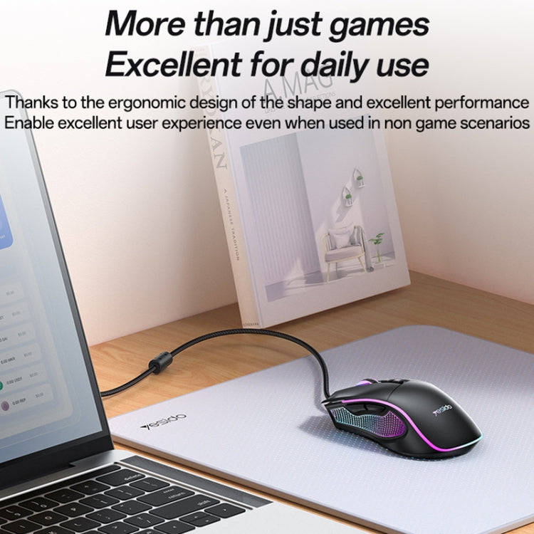 Yesido KB20 USB 7200DPI RGB Wired Mouse(Black)