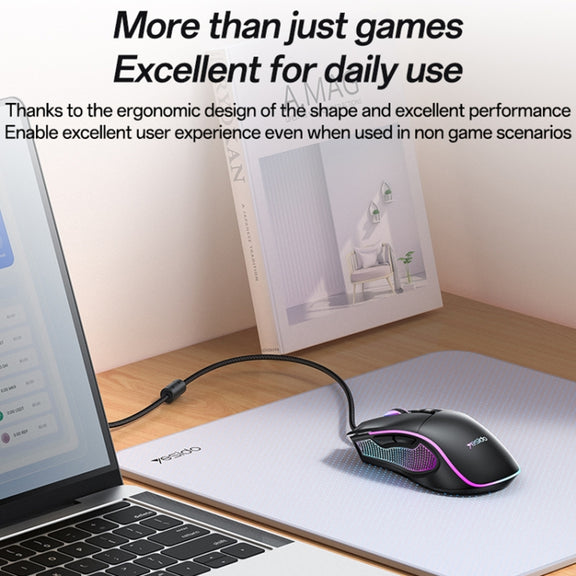 Yesido KB20 USB 7200DPI RGB Wired Mouse(Black)