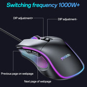 Yesido KB20 USB 7200DPI RGB Wired Mouse(Black)