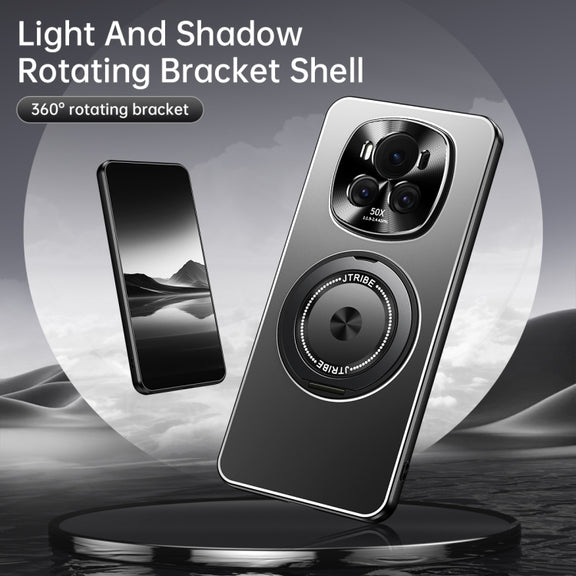 For Honor Magic6 Pro Rotating Holder Frosted Metal Phone Case(Titanium)