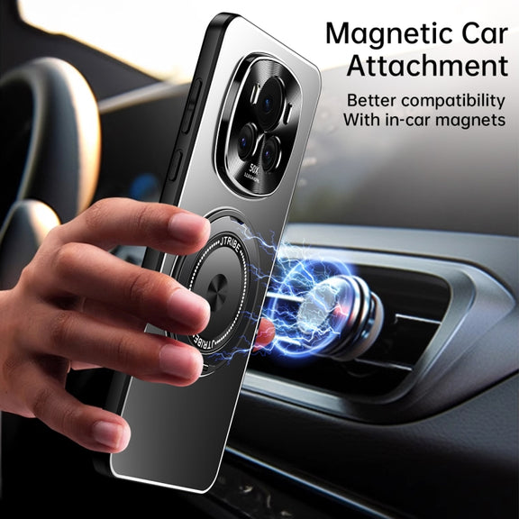 For Honor Magic6 Pro Rotating Holder Frosted Metal Phone Case(Titanium)