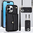 For iPhone 16 Pro Max RFID Card Slot Phone Case with Long Lanyard(Black) - iPhone 16 Pro Max Cases by PMC TechLife | Online Shopping South Africa | PMC TechLife | Buy Now Pay Later Mobicred