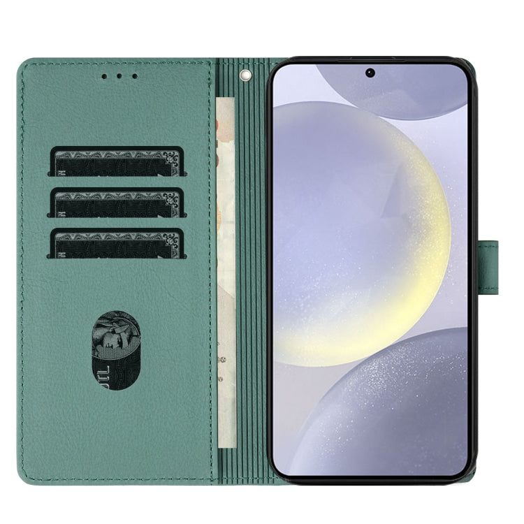 For Samsung Galaxy S25+ 5G Cartoon Elephant Embossed Leather Phone Case(Green)