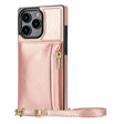 For iPhone 16 Pro Max Square Zipper Wallet Bag TPU+PU Back Cover Case(Rose Gold) - iPhone 16 Pro Max Cases by PMC TechLife | Online Shopping South Africa | PMC TechLife | Buy Now Pay Later Mobicred
