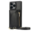 For iPhone 16 Pro Square Zipper Wallet Bag TPU+PU Back Cover Case(Black) - iPhone 16 Pro Cases by PMC Jewellery | Online Shopping South Africa | PMC Jewellery | Buy Now Pay Later Mobicred