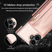 For iPhone 16 Plus Square Zipper Wallet Bag TPU+PU Back Cover Case(Black)