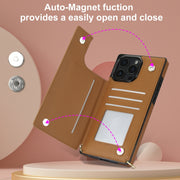 For iPhone 16 Pro Max Cross-body Zipper Square Phone Case(Brown)