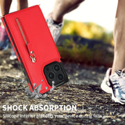For iPhone 16 Pro Max Cross-body Zipper Square Phone Case(Red)