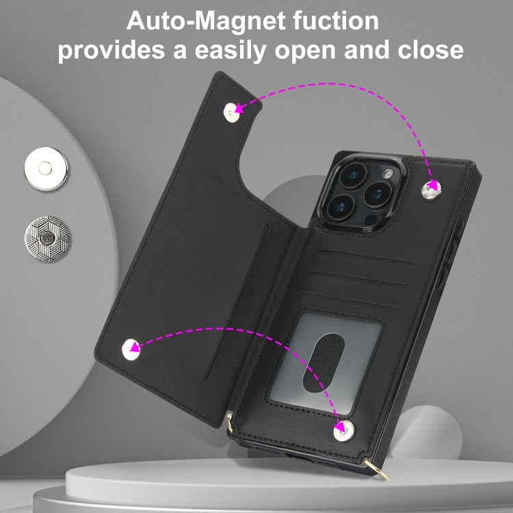 For iPhone 16 Pro Max Cross-body Zipper Square Phone Case(Black)