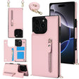 For iPhone 16 Pro Cross-body Zipper Square Phone Case(Pink) - iPhone 16 Pro Cases by PMC TechLife | Online Shopping South Africa | PMC TechLife | Buy Now Pay Later Mobicred