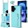 For iPhone 16 Cross-body Zipper Square Phone Case(Green) - iPhone 16 Cases by PMC TechLife | Online Shopping South Africa | PMC TechLife | Buy Now Pay Later Mobicred