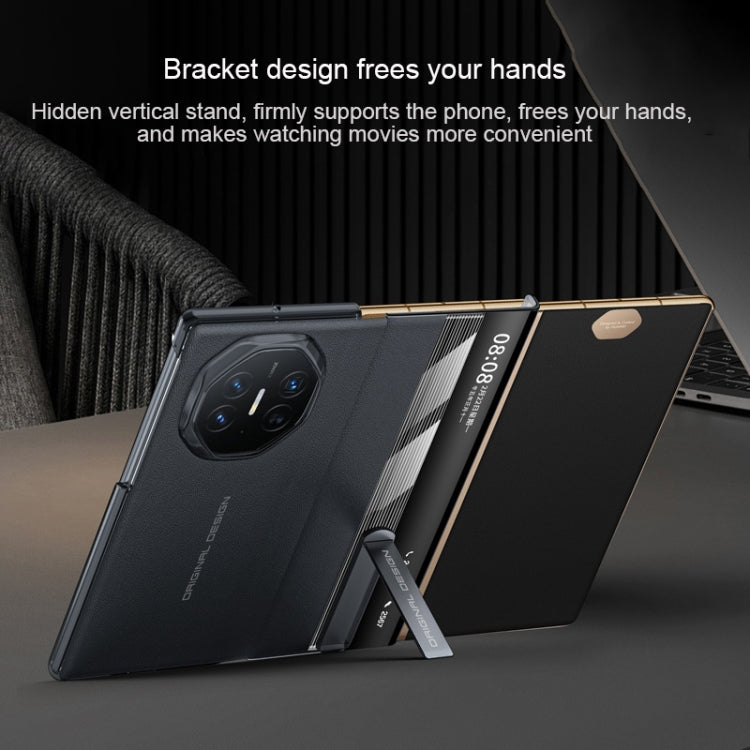 For Huawei Mate XT Ultimate Smart Side View Window Genuine Leather Phone Case(Black)
