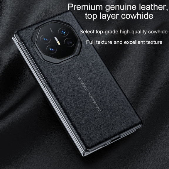 For Huawei Mate XT Ultimate Smart Side View Window Genuine Leather Phone Case(Black)