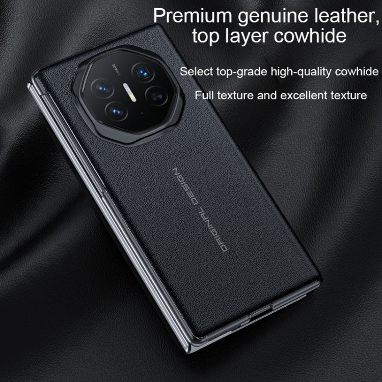 For Huawei Mate XT Ultimate Smart Side View Window Genuine Leather Phone Case(Black)