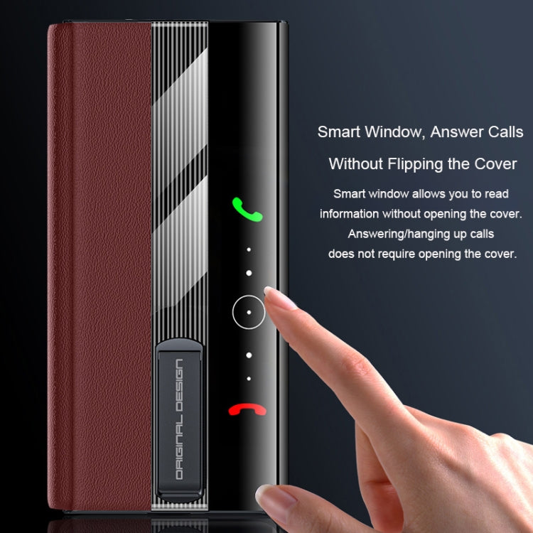 For Huawei Mate XT Ultimate Smart Side View Window Genuine Leather Phone Case(Black)