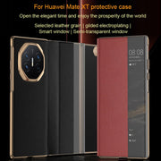 For Huawei Mate XT Ultimate Smart Side View Window Plain Leather Phone Case(Black)