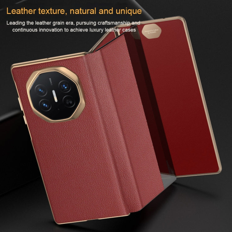 For Huawei Mate XT Ultimate Smart Side View Window Plain Leather Phone Case(Black)