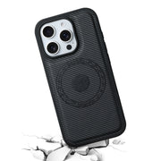 For iPhone 16 Pro Max Denior Carbon Fiber Texture Leather MagSafe Phone Case(Black)