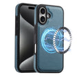 For iPhone 16 Plus Denior Carbon Fiber Texture Leather MagSafe Phone Case(Blue) - iPhone 16 Plus Cases by Denior | Online Shopping South Africa | PMC TechLife | Buy Now Pay Later Mobicred