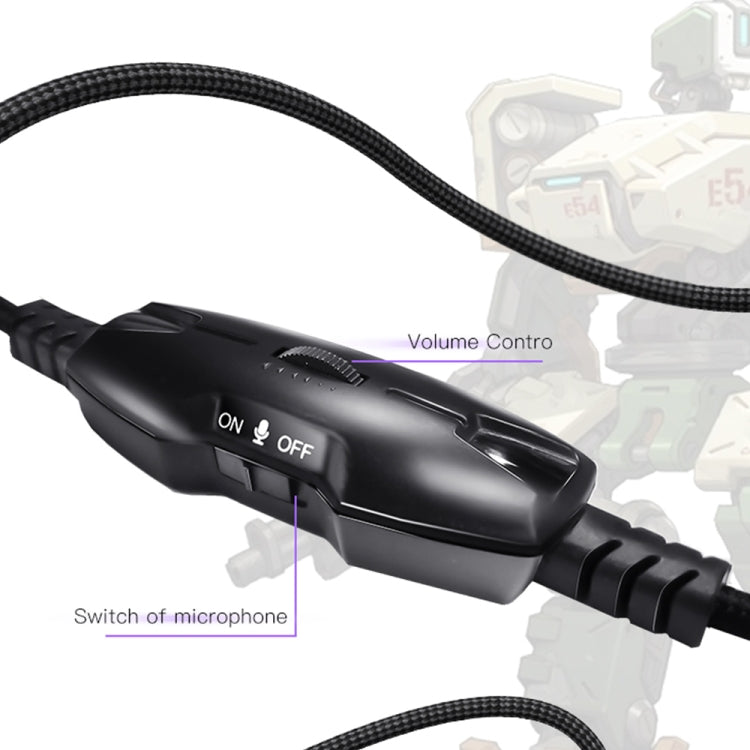 Yesido EK01 Head-mounted RGB Gaming Wired Earphone with Microphone(Black)