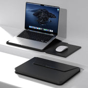 Multifunctional Laptop PU Magnetic Stand Split Liner Bag with Mouse Pad Function, Size:15 inch(Black)