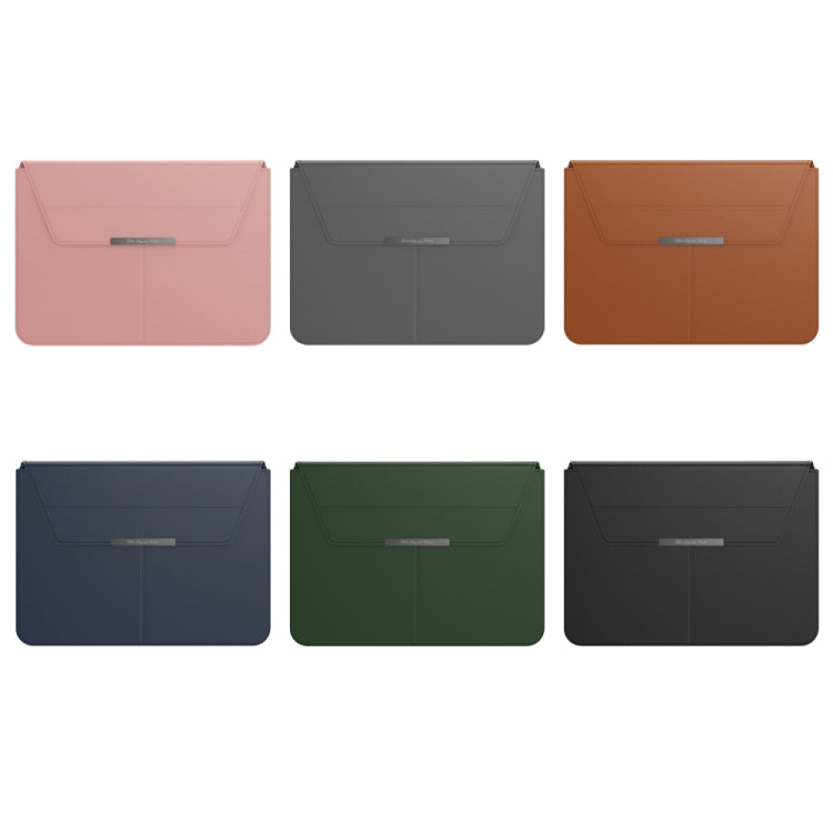 Multifunctional Laptop PU Magnetic Stand Split Liner Bag with Mouse Pad Function, Size:15 inch(Black)
