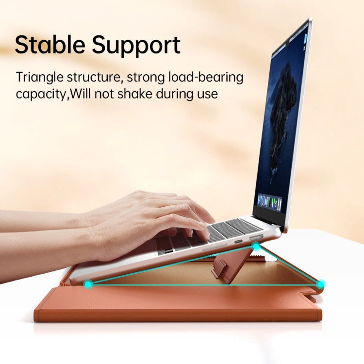 Multifunctional Laptop PU Magnetic Stand Split Liner Bag with Mouse Pad Function, Size:13-14 inch(Dark Blue)