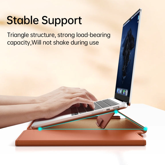 Multifunctional Laptop PU Magnetic Stand Split Liner Bag with Mouse Pad Function, Size:13-14 inch(Dark Blue)