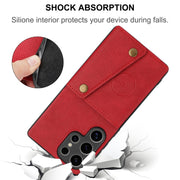 For Samsung Galaxy S25 Ultra 5G Double Buckle Card Slots Magnetic Phone Case(Red)