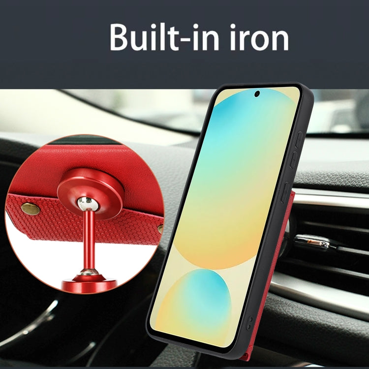 For Samsung Galaxy S25 Ultra 5G Double Buckle Card Slots Magnetic Phone Case(Red)