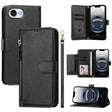 For iPhone 16e Multi-Card Slots Zipper Wallet Leather Phone Case(Black) - iPhone 16e Cases by PMC TechLife | Online Shopping South Africa | PMC TechLife | Buy Now Pay Later Mobicred