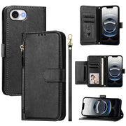 For iPhone 16e Multi-Card Slots Zipper Wallet Leather Phone Case(Black)