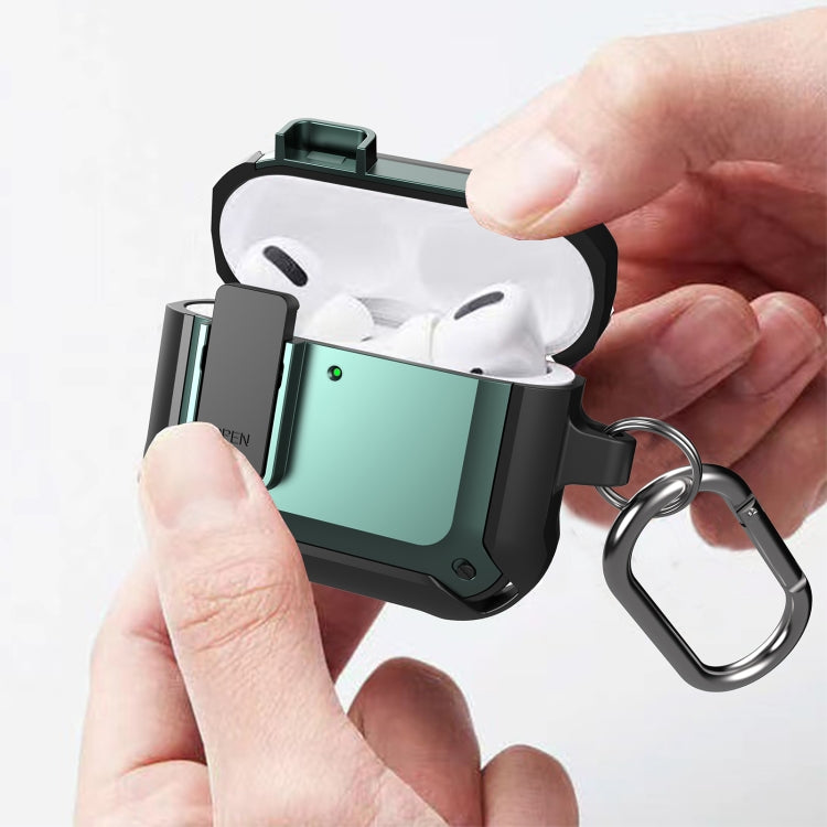 For AirPods 4 Bumblebee Bluetooth Earphone Silicone Protective Case(Black Green)