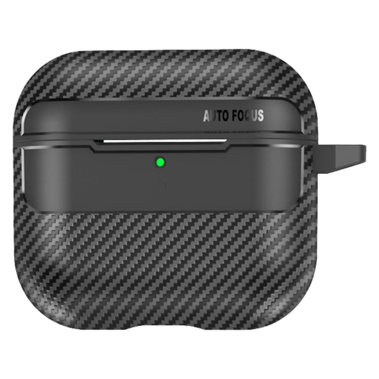 For AirPods 4 Carbon Fiber Texture Bluetooth Earphone Protective Case(Black)
