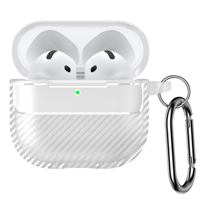For AirPods 4 Carbon Fiber Texture Bluetooth Earphone Protective Case(Transparent)